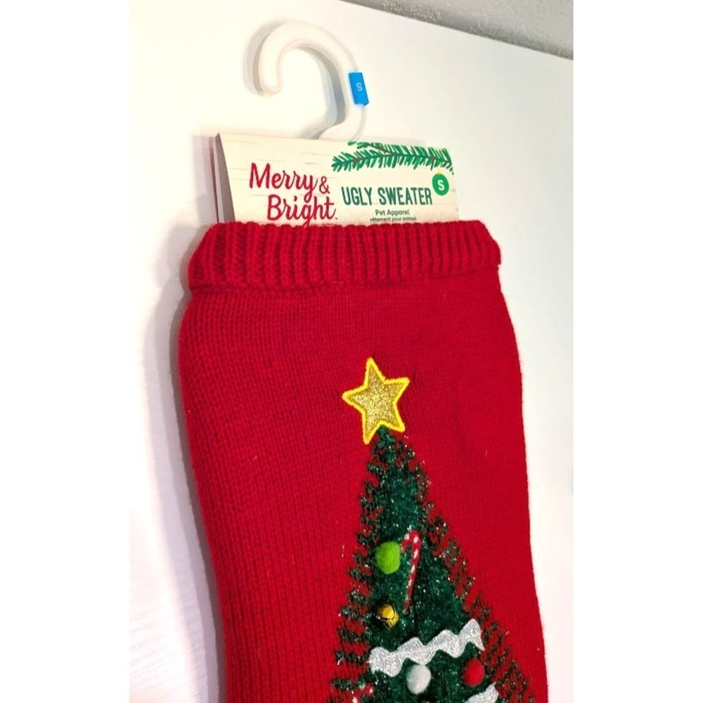 Merry & Bright "Christmas Tree" w/ Bells Ugly Christmas Dog Sweater -New - Small - Picture 2 of 5